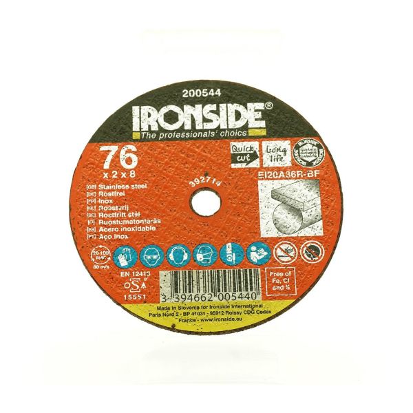 Skæreskive Ironside 200544 76 mm, F41, EI20, Inox 76x2,0x8 mm