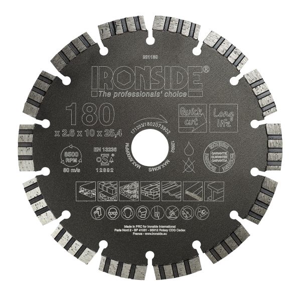 Timanttikatkaisulaikka Ironside 201180 yleismalli, 180x25,4x2,6 mm 