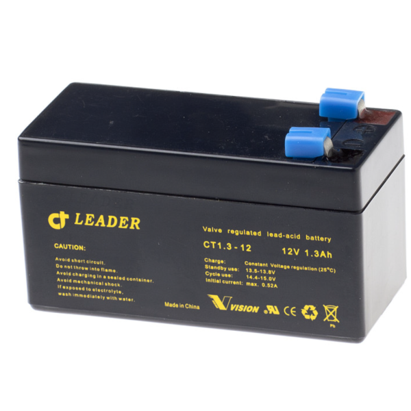 Bly-syre batteri Leader CTG1.3-12 Leder 12V 97x43x48 mm, 1,3Ah