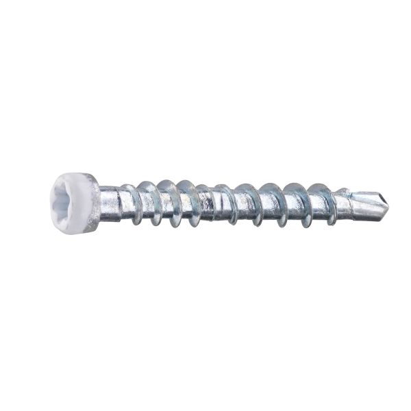 Montageskrue Grabber LTX28VITC med bits 3,3 x 28 mm, pakke med 100 stk. hvid