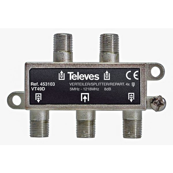 Fördelare Televes VT49D 5-1218 MHz, F-anslutning 4-vägs