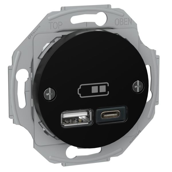 USB-liitäntä Schneider Electric Renova USB tyyppi A+C Musta