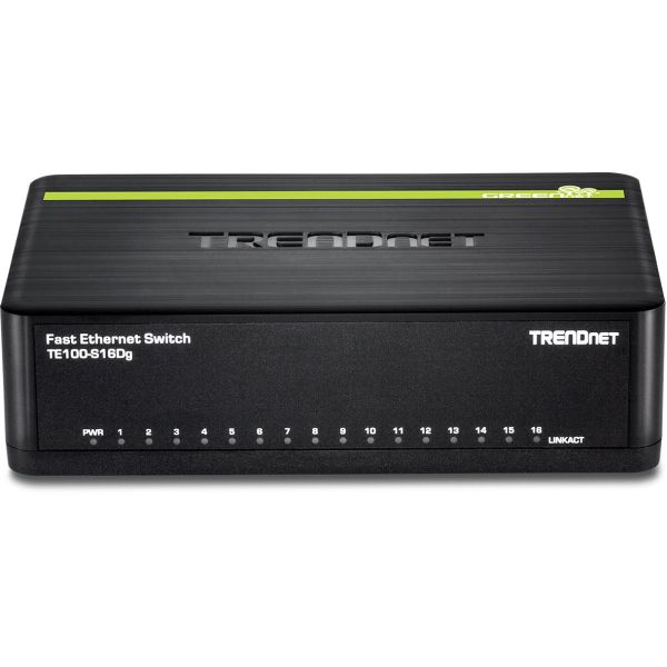 Kytkin TRENDnet TE100-S16DG Plug and Play -toiminnolla 