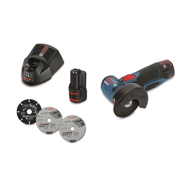 Vinkelsliber Bosch GWS 12V-76 med batteri og oplader 