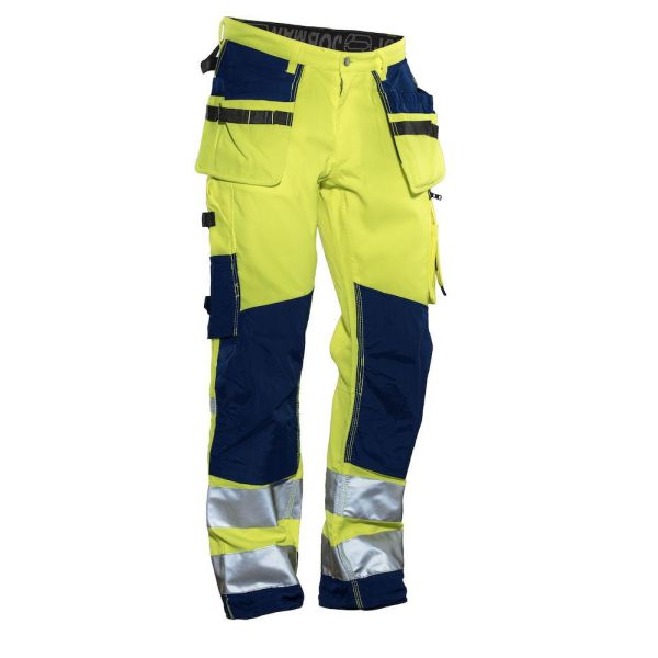 Håndværkerbukser Jobman Star 2222 gul/marineblå, høj varsel, klasse 2 Gul / Marineblå C44