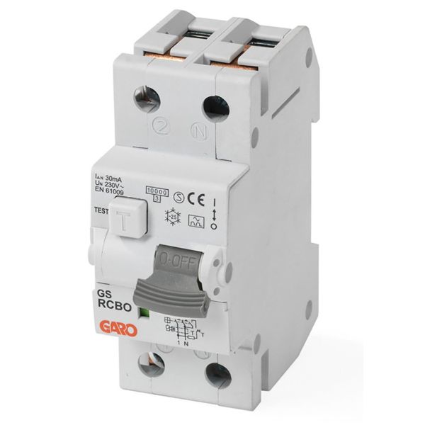 Personskyddsautomat Garo RCBO GS C13A 2P 2-polig, C-karakteristik 13A