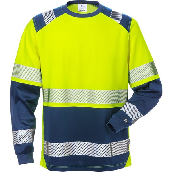 Sweater Fristads 7457 THV Høj synlighed gul/marineblå XL