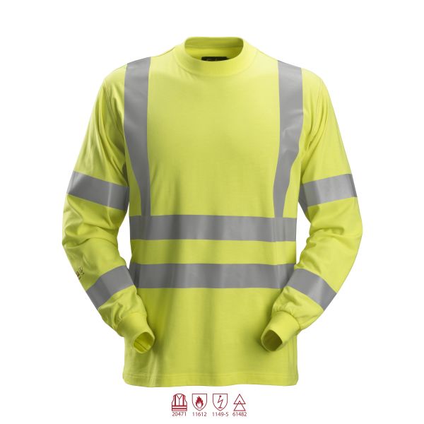 T-Shirt Snickers Workwear 2461 ProtecWork varseltøj, gul, langærmet S