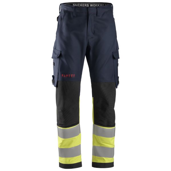 Arbejdsbukse Snickers Workwear 6363 ProtecWork varsel, gul/marineblå 58