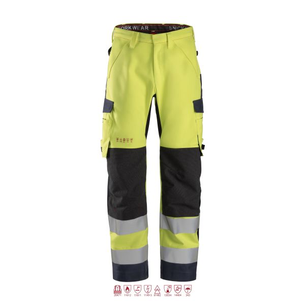 Skalbyxa Snickers Workwear 6563 ProtecWork varsel, gul/marinblå 44