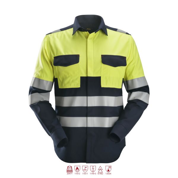 Svetsskjorta Snickers Workwear 8563 ProtecWork varsel, gul/marinblå XL