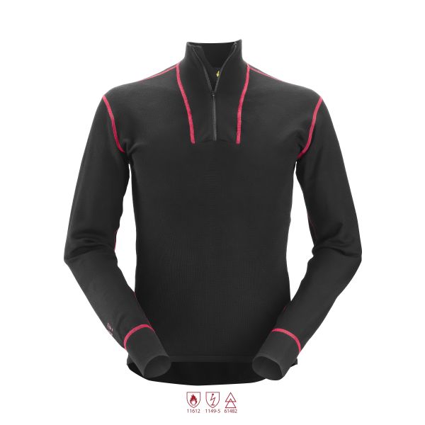 Undertrøje Snickers Workwear 9462 ProtecWork sort, kort lynlås XS