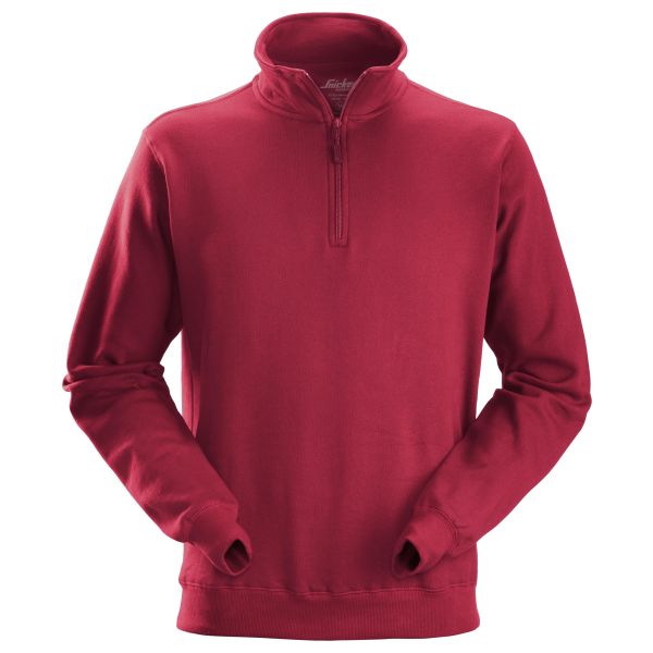 Sweater Snickers Workwear 2818 rød, kort lynlås Rød XS