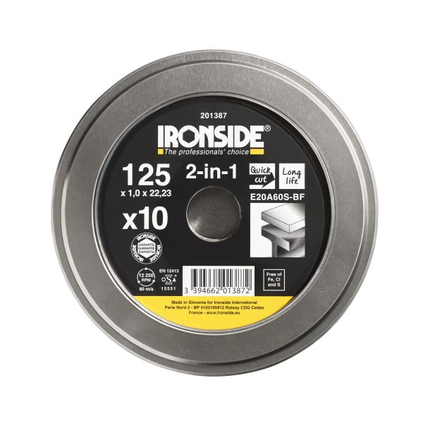 Skæreskive Ironside 201387 125 mm, 10-pak 125x1,0x22 mm