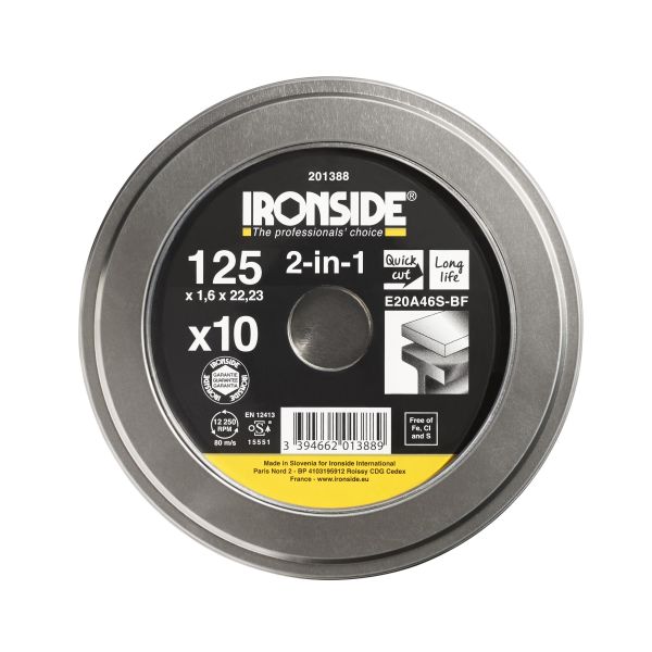 Skæreskive Ironside 201388 125 mm, 10-pak 125x1,6x22 mm