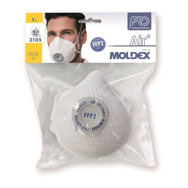 Halvmaske Moldex Air P2 3105-11 2‑pakning med ventil 
