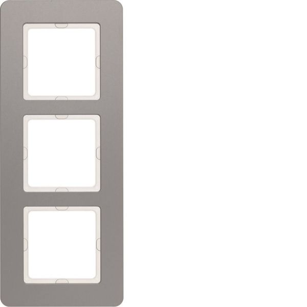 Dekkramme Hager 10136074 for Berker Q.7, aluminium 3 rom