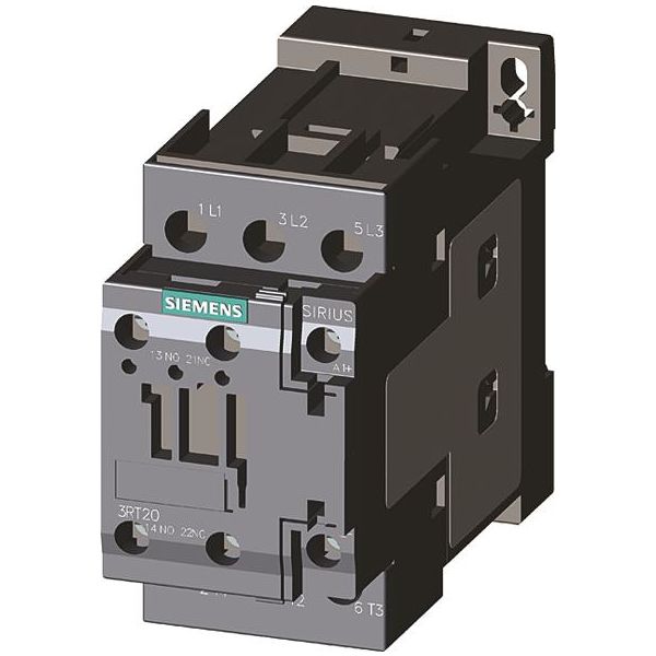 Kontaktor Siemens 3RT2026-1BB44-3MA0 3 Lu + 2 Åpne/2 Lu, 24 VDC 11 kW, 40 A, 25 A