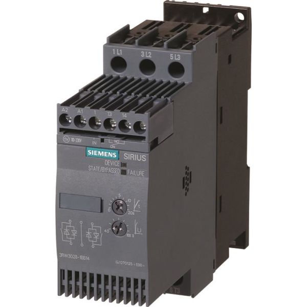 Mjukstartare Siemens 3RW3017-1BB04 24 V, AC/DC 12,5 A, 3/5,5 kW