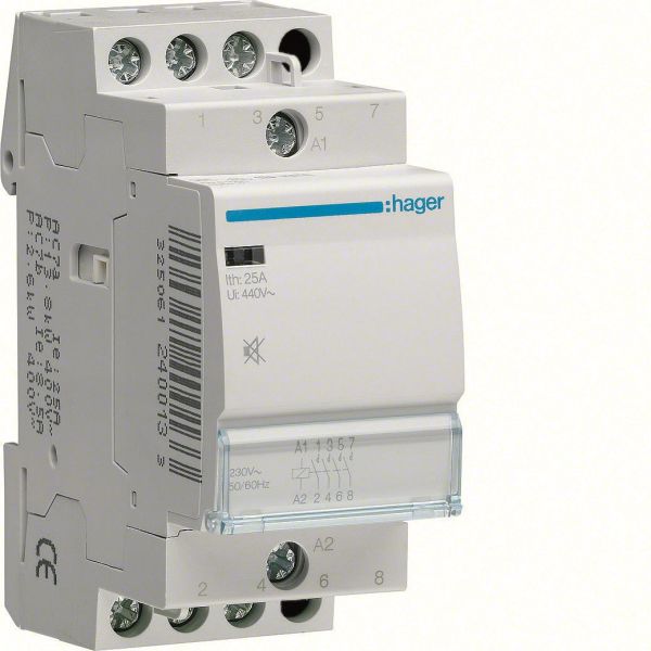Kontaktor Hager ESC325S 3 lukkede kontakter, 25 A, 230 V AC 