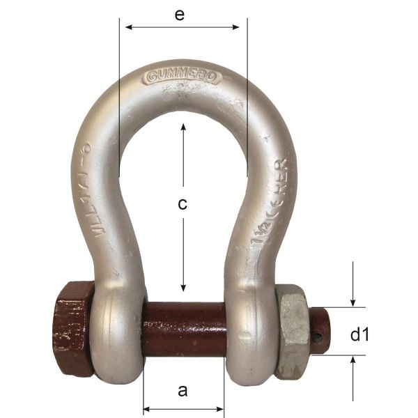 Lyrsjakkel Gunnebo A085513 skruebolt/mutter, klasse 6 Ø 16 mm, 2T