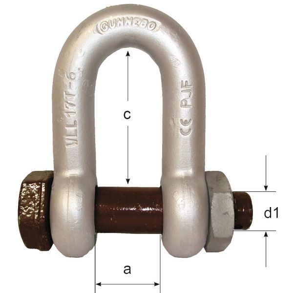 Sjakkel Gunnebo A083528 skruebolt/mutter, rett Ø 32 mm, 9,5T