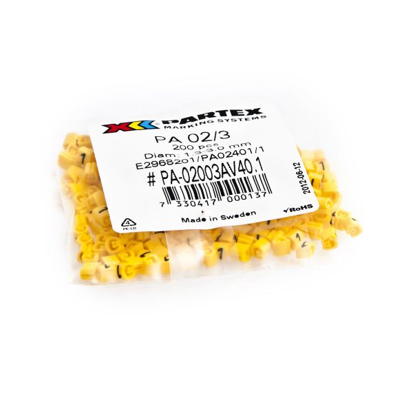 Kaapelimerkintä Partex PA02401/L3 L1-L3, Ø1,3-3 mm, keltainen, 100 kpl L3