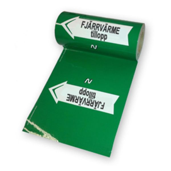 Tape til mærkning af rør Nordisk Rörmärkning 51016 160 mm x 10 meter, grøn Fjernvarmeforsyning