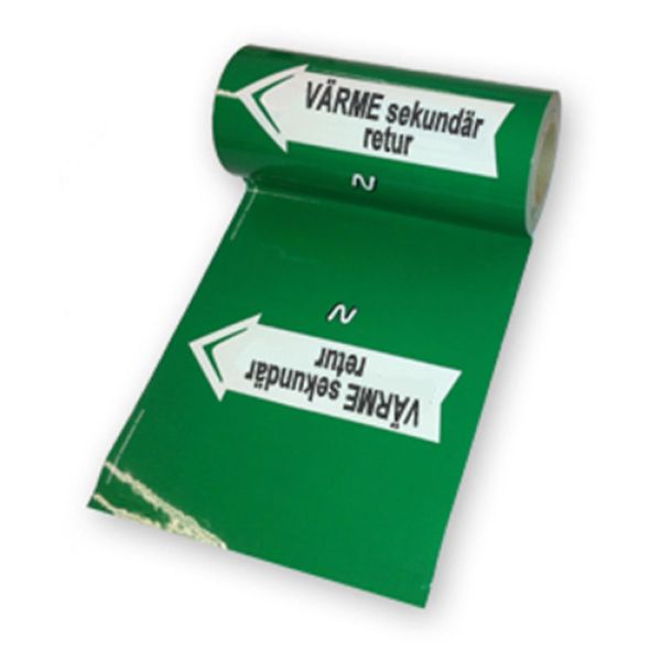 Tape til mærkning af rør Nordisk Rörmärkning 51044 160 mm x 10 meter, grøn Varme sekundær retur