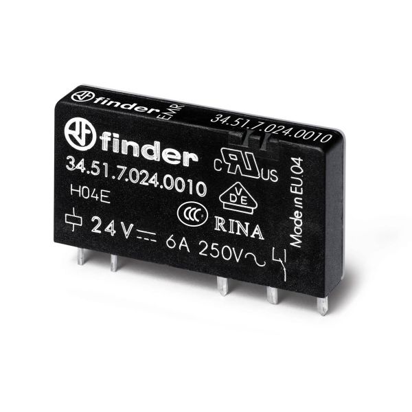 Relé Finder F34517024010 24V DC, 6/10A 