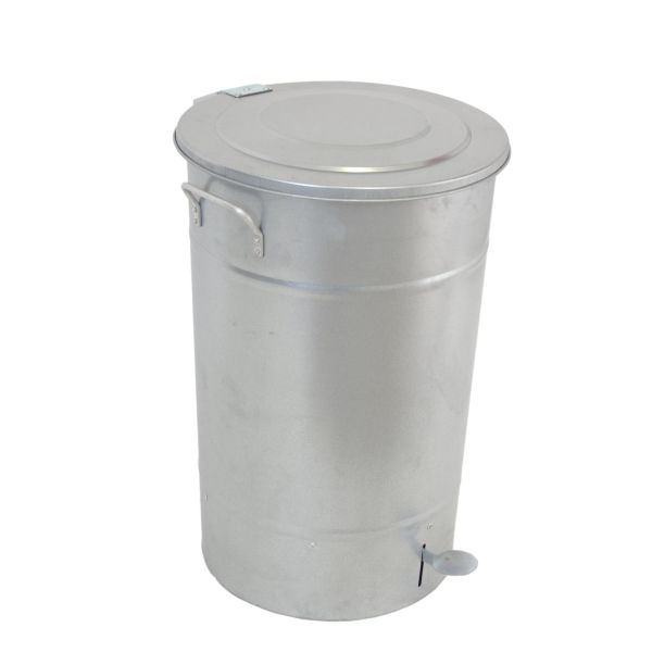 Skraldespand Hykab 11820 med tramp, galvaniseret, 30 l, sølv 