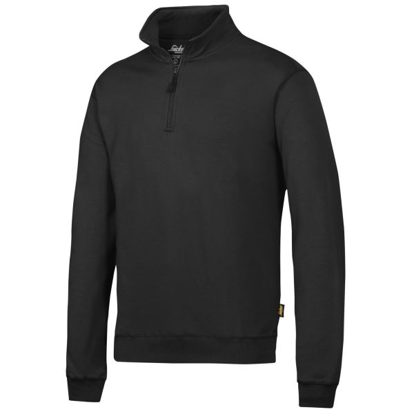 Sweater Snickers Workwear 2818 sort, med kort lynlås Sort L