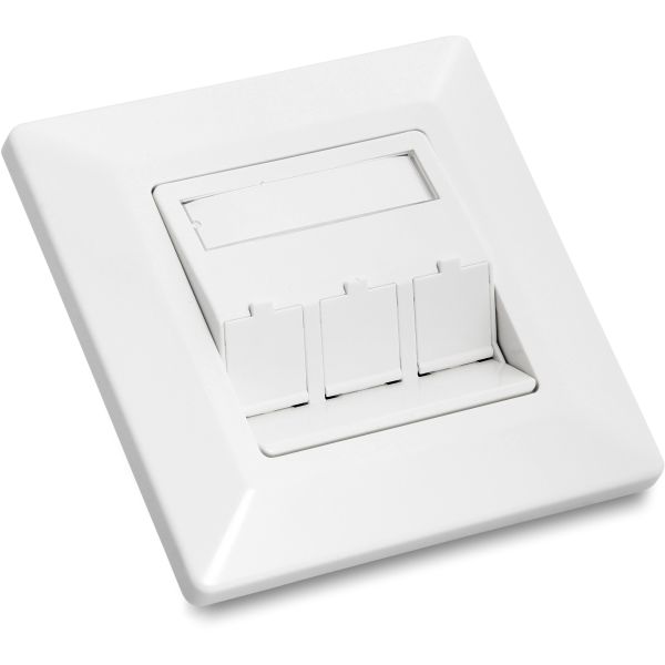 Uttagslock Eurolan 12B-1X-03WT med dammlucka 3 x RJ45-kontakt