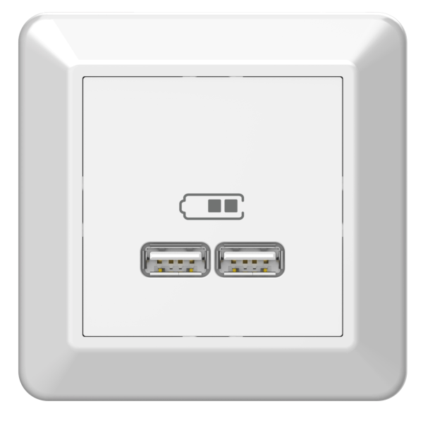 Latausliitäntä Elko EKO05982 USB 2,1 A, valkoinen 