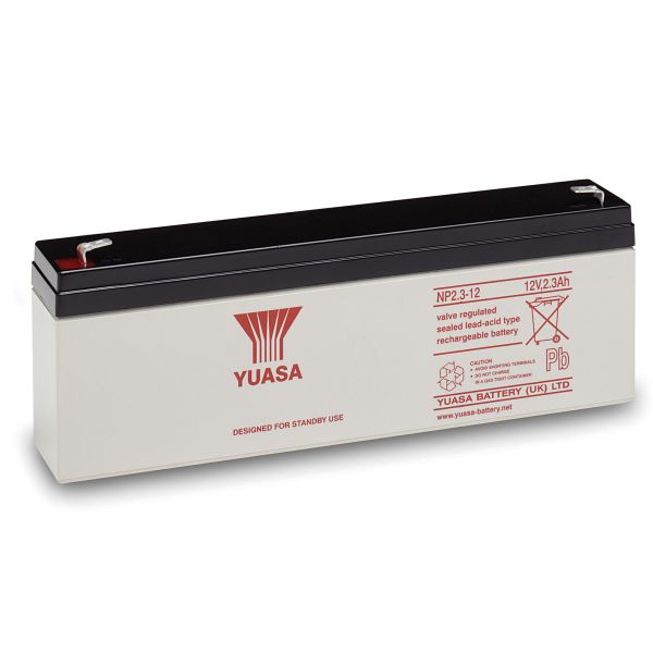 Bly-syre batteri Yuasa NP2.3-12 ventilreguleret, 12 V 2,3 Ah