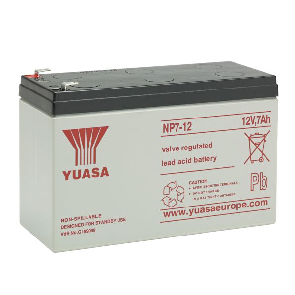 Bly-syre batteri Yuasa NP7-12 ventilreguleret, 12 V 7 Ah
