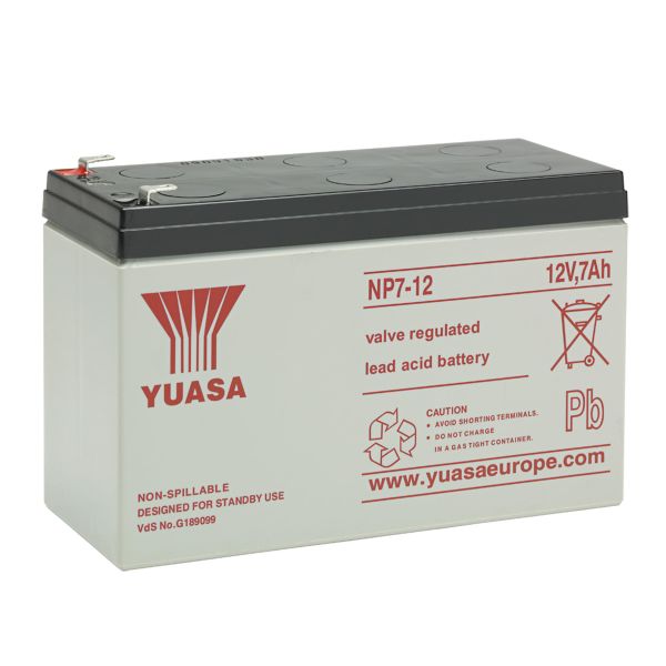 Blybatteri Yuasa NP7-12 ventilreglerat, 12 V 7 Ah