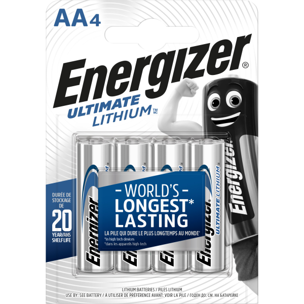 Lithiumbatteri Energizer Ultimate Lithium AA, 1,5 V, pakke med 4 AA