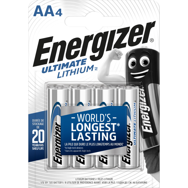 Litiumbatteri Energizer Ultimate Lithium AA, 1,5 V, 4-pack AA