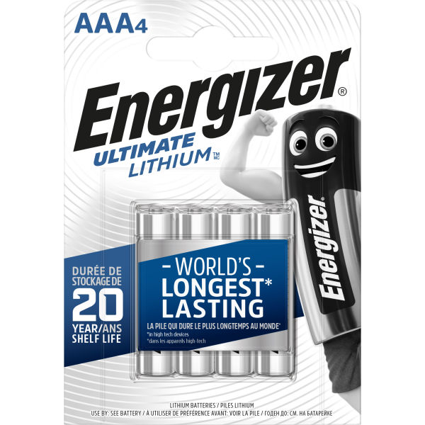 Lithiumbatteri Energizer Ultimate Lithium AAA, 1,5V, pakke med 4 AAA