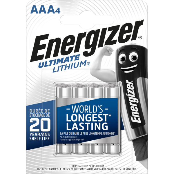Litiumbatteri Energizer Ultimate Lithium AAA, 1,5 V, 4-pack AAA