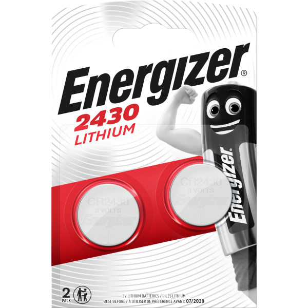 Knapcellebatteri Energizer Lithium CR2430, 3V, pakke med 2 