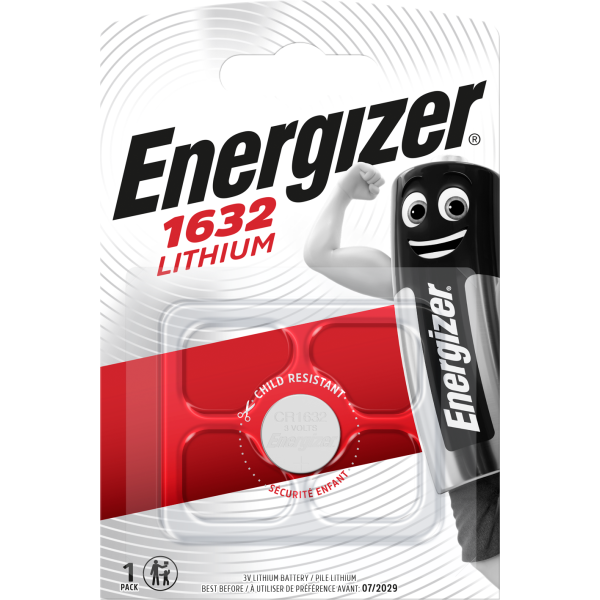 Knapcellebatteri Energizer Lithium CR1632, 3 V 
