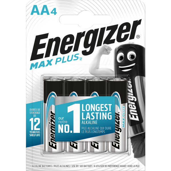 Batteri Energizer Max Plus alkaliskt, AA, 1,5 V, 4-pack 