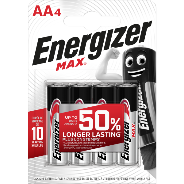 Batteri Energizer Max AA, 1,5 V, 4-pakning 4-pakning