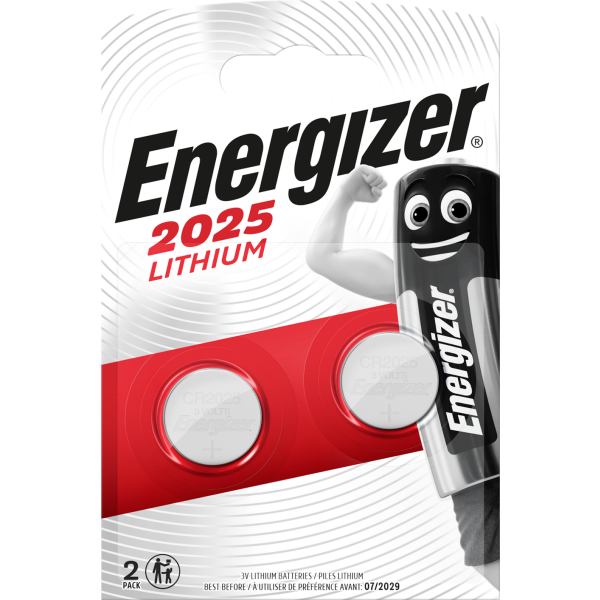 Knappecellebatteri Energizer Lithium CR2025, 3 V 2-pakning