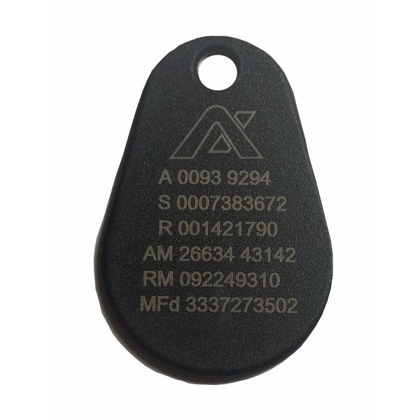 Nyckelbricka Axema 1-9007-19 HD-Pro EM+Mifare, lasergraverad ID-kod 