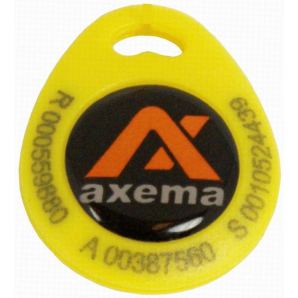 Nyckelbricka Axema PR-4 gul, lasergraverad ID-kod 
