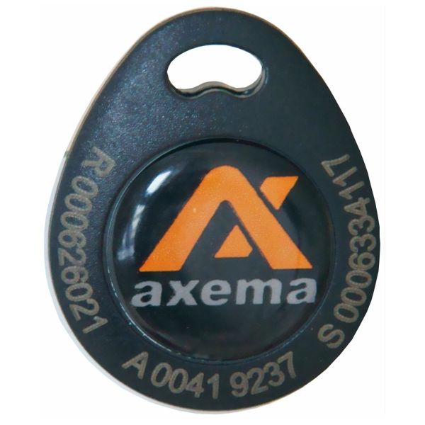 Nyckelbricka Axema PR-4 svart, lasergraverad ID-kod 