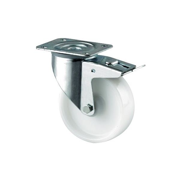 Hjul Tente 3477UOO080P62 nylon, hvid, plade 105x85 mm 80 mm